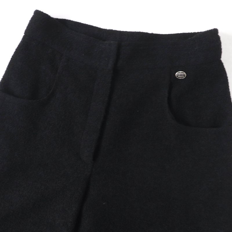 CHANEL P54700v30847 Wool Logo Plate Tweed Gaucho Pants Wide Pants Black 38 Made