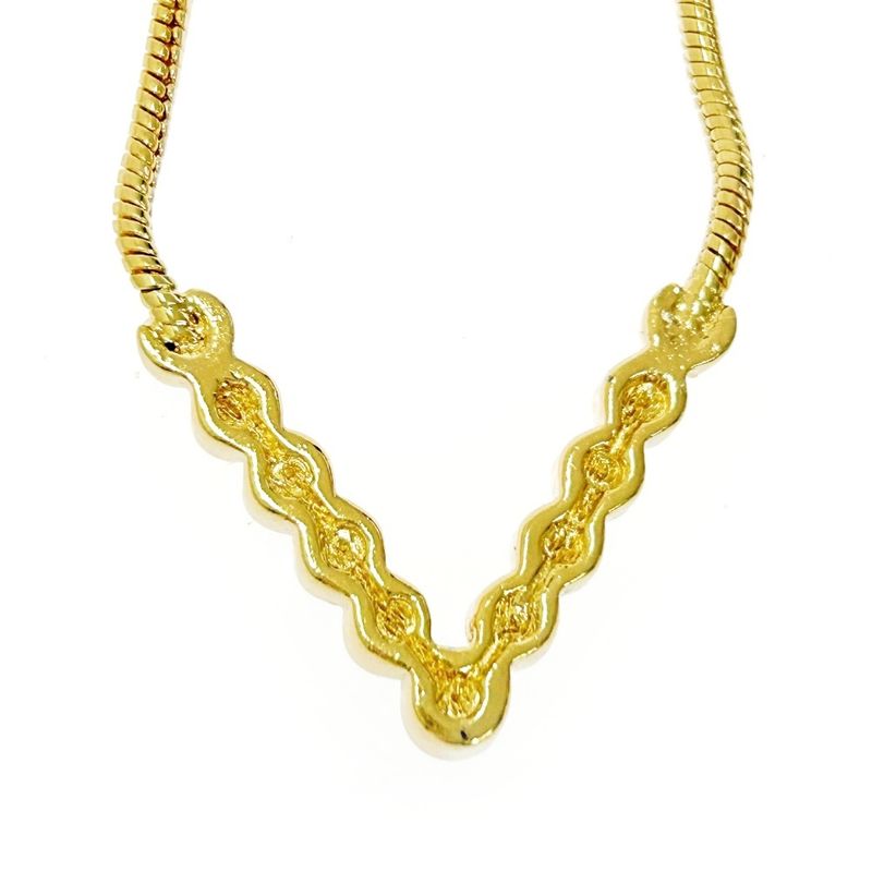 Christian Dior GP Rhinestone V Motif Necklace Women's Gold 440475 Necklace