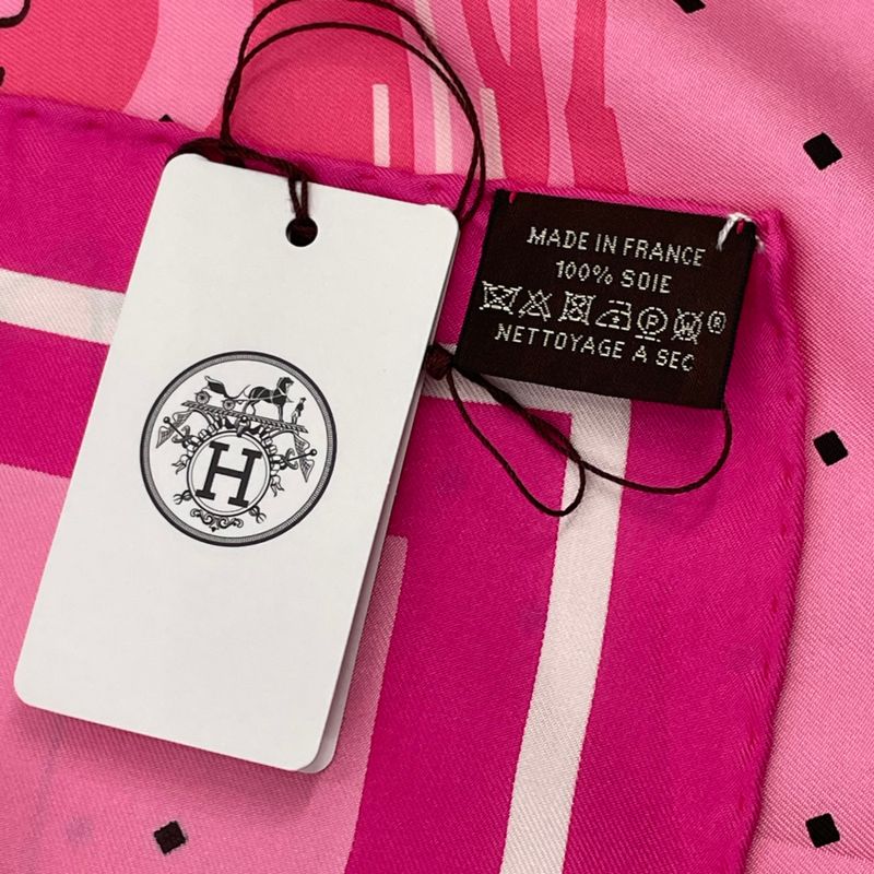 Hermes Carre 90 Caleche Elastique Scarf Silk Pink