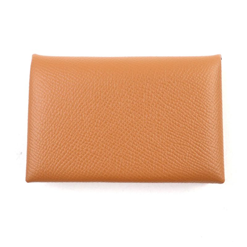 Hermes Calvi Gold Vaux Epson Silver Hardware Card Case Stamped B With Box Made