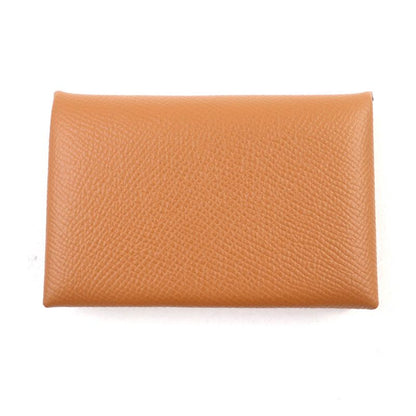 Hermes Calvi Gold Vaux Epson Silver Hardware Card Case Stamped B With Box Made