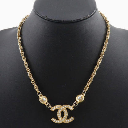 Chanel Coco Mark Vintage Gold Plated And Rhinestone Ladies 29.5g Necklace