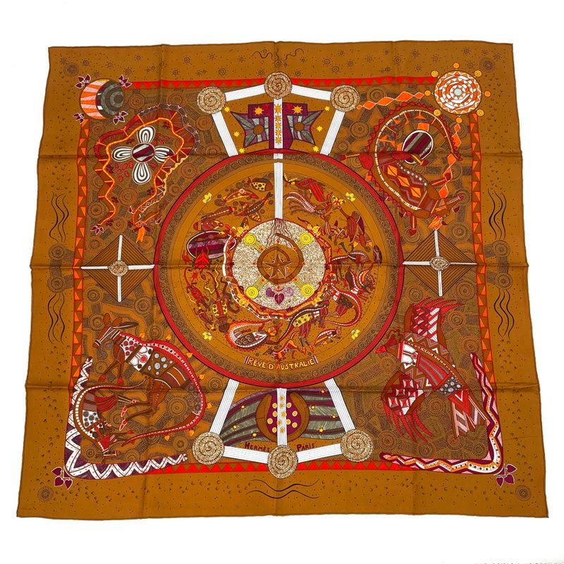 Hermes Silk Scarf Carre 90 REVE D'australie Australian Dream Blawan