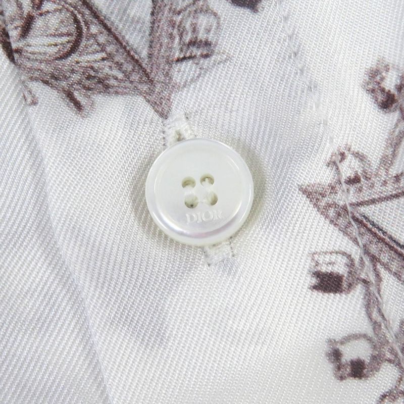 DIOR Homme 243c556a5649 100% Silk CD Etoile Total Short Sleeve Shirt White 39