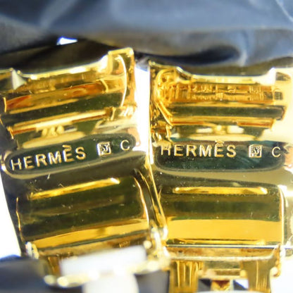 Hermes Earring Emile Metal Yellow Gold Cloisonne Flower Plated Ladies Women