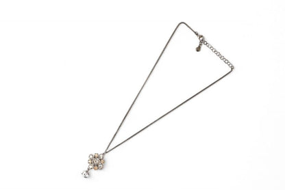 Chanel Necklace Pendant 2way Chanel Coco Mark CC Rhinestone Silver A12V