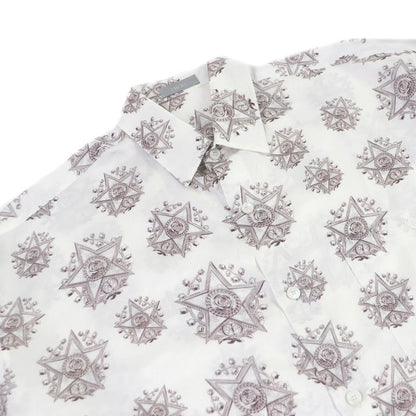 DIOR Homme 243c556a5649 100% Silk CD Etoile Total Short Sleeve Shirt White 39
