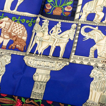 Hermes Carre 90 Torana Blue Multicolor Silk Women Hermes