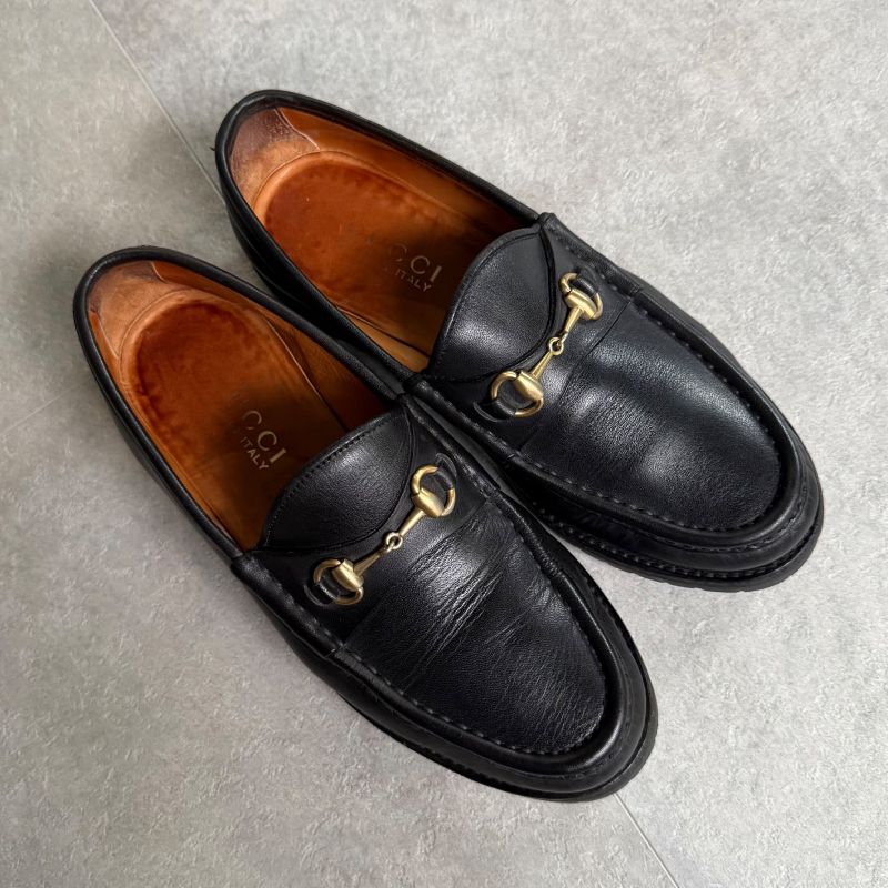 Gucci Horsebit Loafers Leather Black Gold Hardware 35 1 2 22.5cm (8.86in)