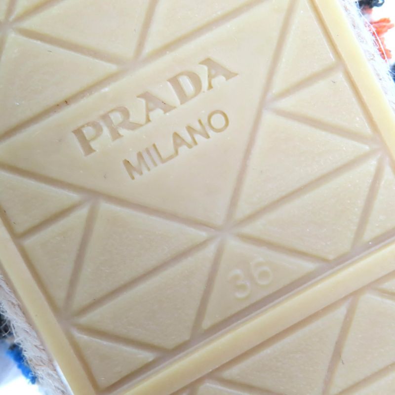 Prada 1s840m Terrycloth Triangle Logo Espadrilles Flat Shoes Slip-on Arancio 36
