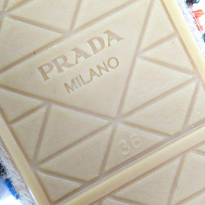 Prada 1s840m Terrycloth Triangle Logo Espadrilles Flat Shoes Slip-on Arancio 36