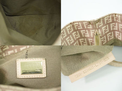 Authentic Fendi Zucchino Tote Handbag Canvas Pink Beige 8bh131 Zucchino Bag