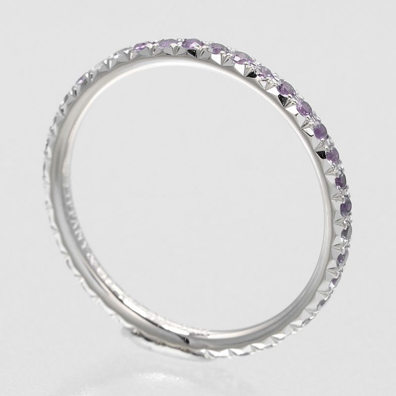 Tiffany & Co Metro 18kwhite Gold X Full Eternity Amethyst #6.5 Ladies 1g Ring