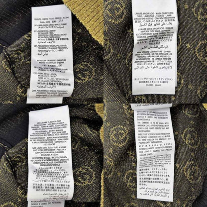 Gucci Short Sleeve Knit GG Pattern M Size 554595 Black Gold Lamé