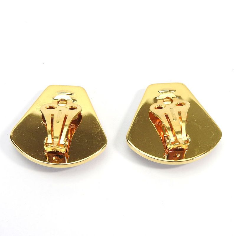 Hermes Earring Emile Blue Gold Cloisonne GP Plating Jewelry Fan Small Fashionabl