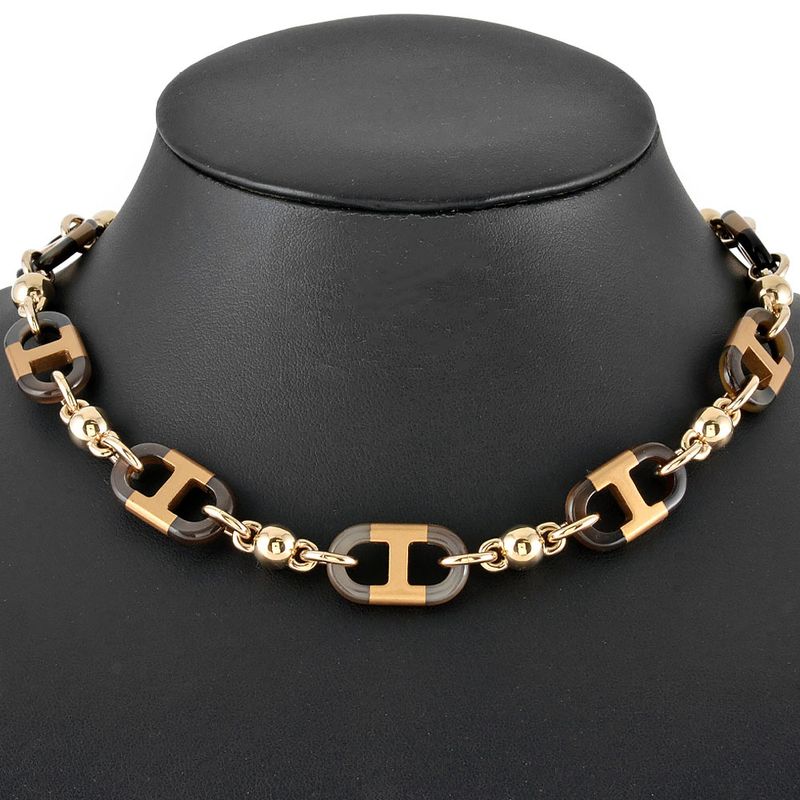 Hermes Sur Mer Necklace Metal Buffalo Horn Gold Chaine D'ancre GP