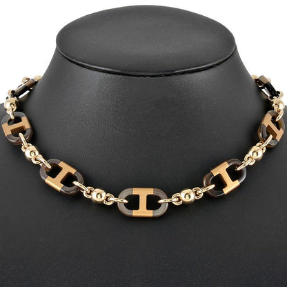 Hermes Sur Mer Necklace Metal Buffalo Horn Gold Chaine D'ancre GP