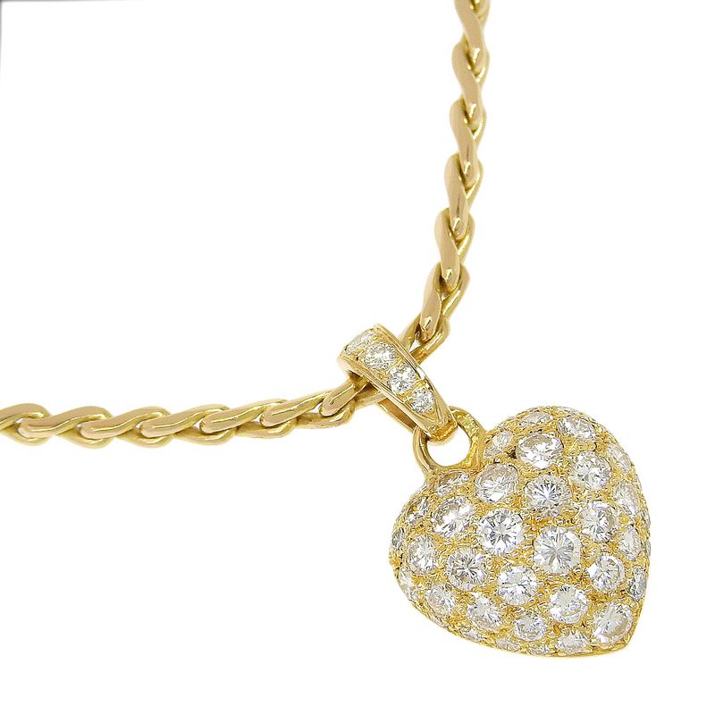 Cartier Heart Pavé 18K Yellow Gold And Diamonds Ladies 19.0g Necklace