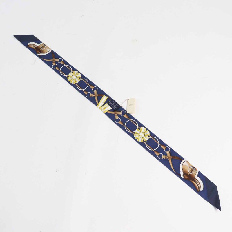 Hermes Twilley Junping Jumping 100% Silk Scarf Navy Multi With Box Made In