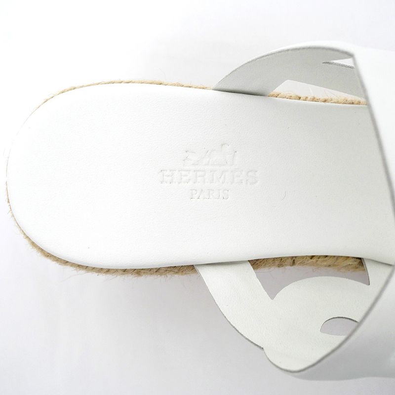 Hermes Espadrille Itea 30 Sandals Size 39 25cm (9.84in) White Thick