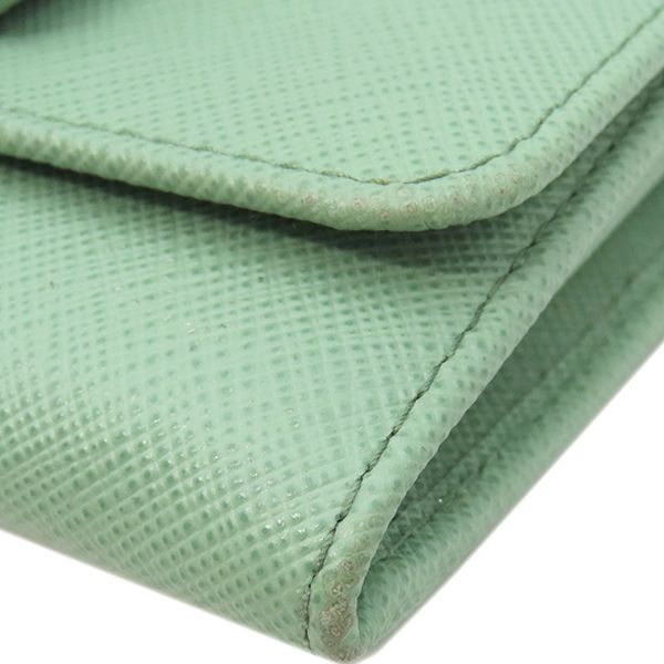 Prada Long Wallet Ribbon Flap Wallet Saffiano Leather Aqua Marina Silver