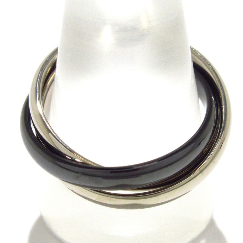 Cartier 3 Rings 59 Trinity 18K White Gold×black