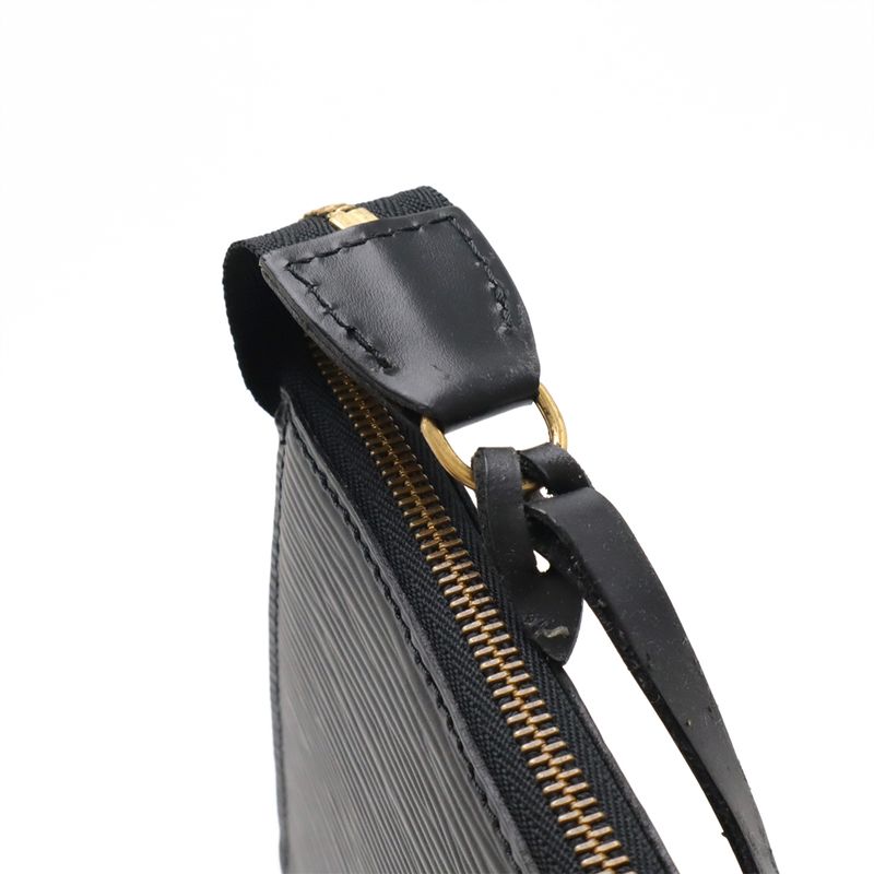 Louis Vuitton Epi Pochette Accessoire Accessory Pouch Handbag Noir Black Gold
