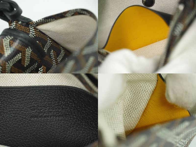 Authentic Goyard Plumet Shoulder Bag Pochette Pouch Wallet PVC Black Brown Bag