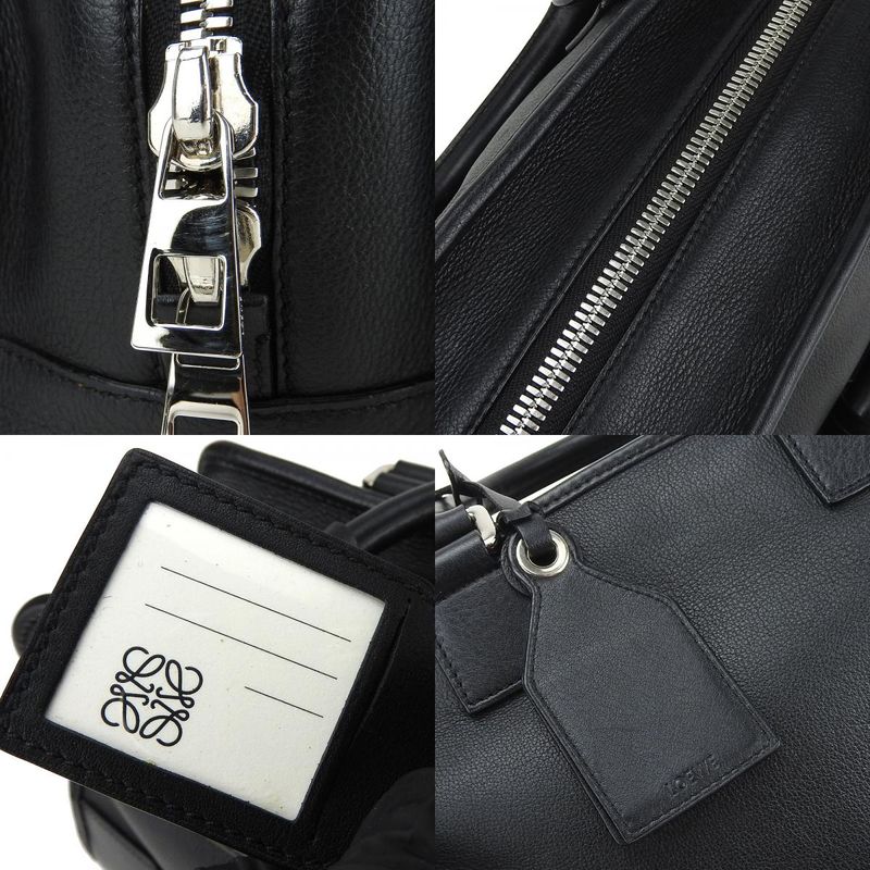 Loewe Handbag Amazona 28 Leather Black Silver Hardware 2WAY Shoulder Simple
