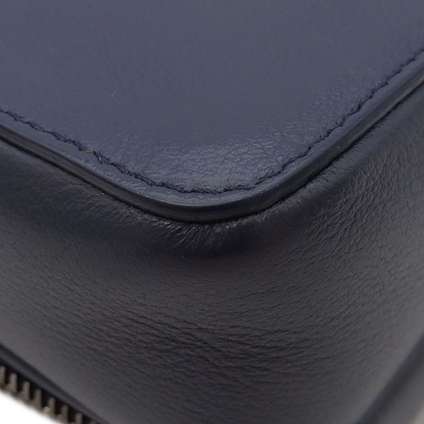 Christian Dior 2way Bag Micro Pouch Canvas Leather Navy Silver Hardware Navy