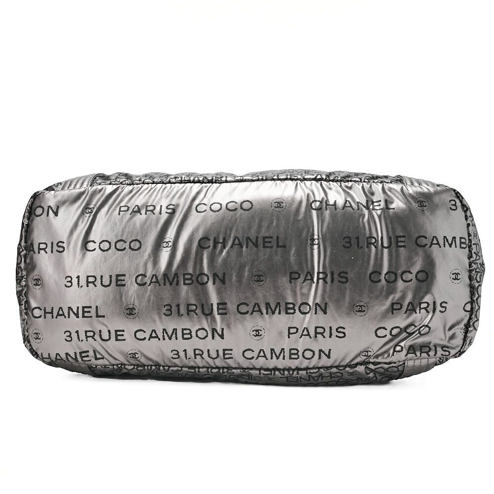 Chanel Tote Bag Nylon Unlimited Large Size Black Silver Hardware Brand [shipping