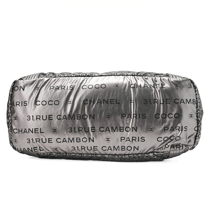 Chanel Tote Bag Nylon Unlimited Large Size Black Silver Hardware Brand [shipping