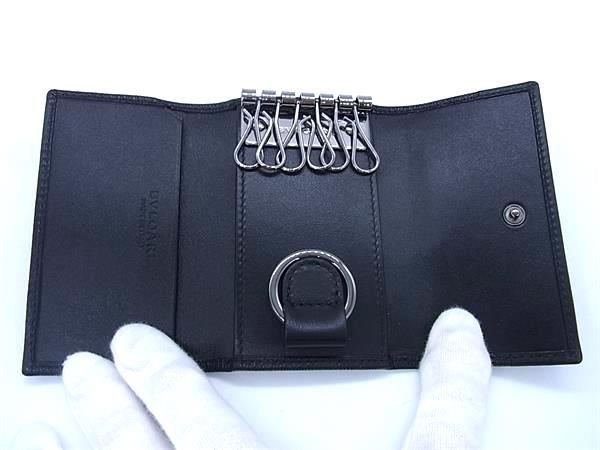 Bvlgari Leather 6-ring Key Case Key Case Men's Black Av6567