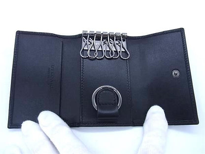Bvlgari Leather 6-ring Key Case Key Case Men's Black Av6567