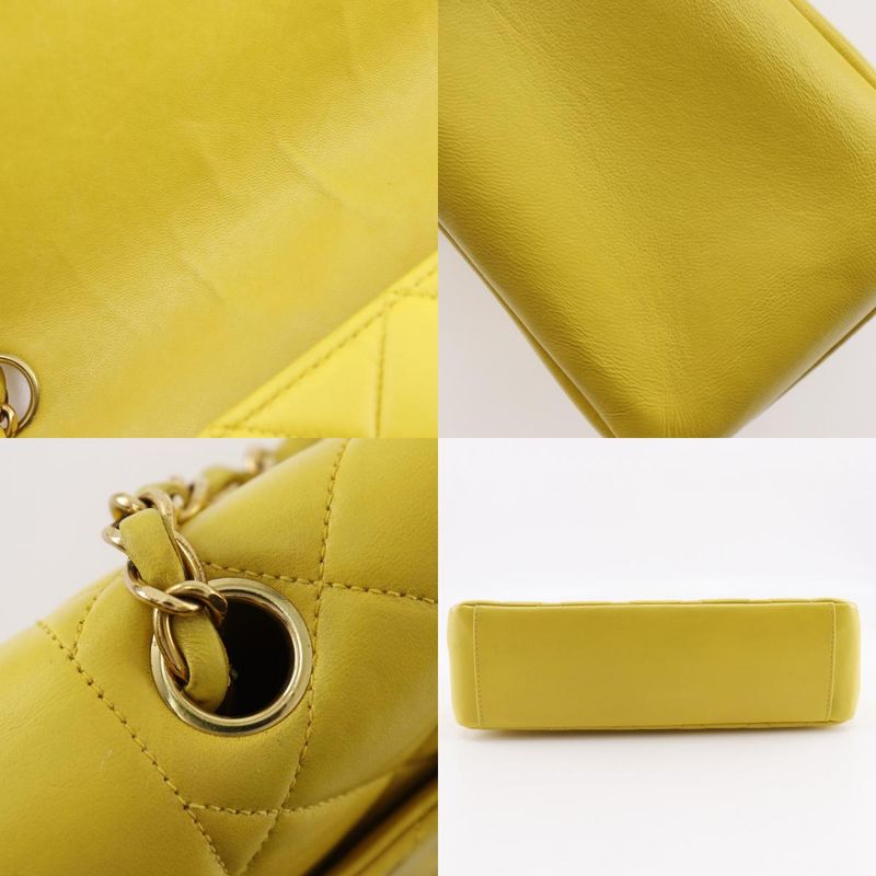 Chanel Diana Matelasse Chain Shoulder Lambskin Yellow Ladies Shoulder Bag