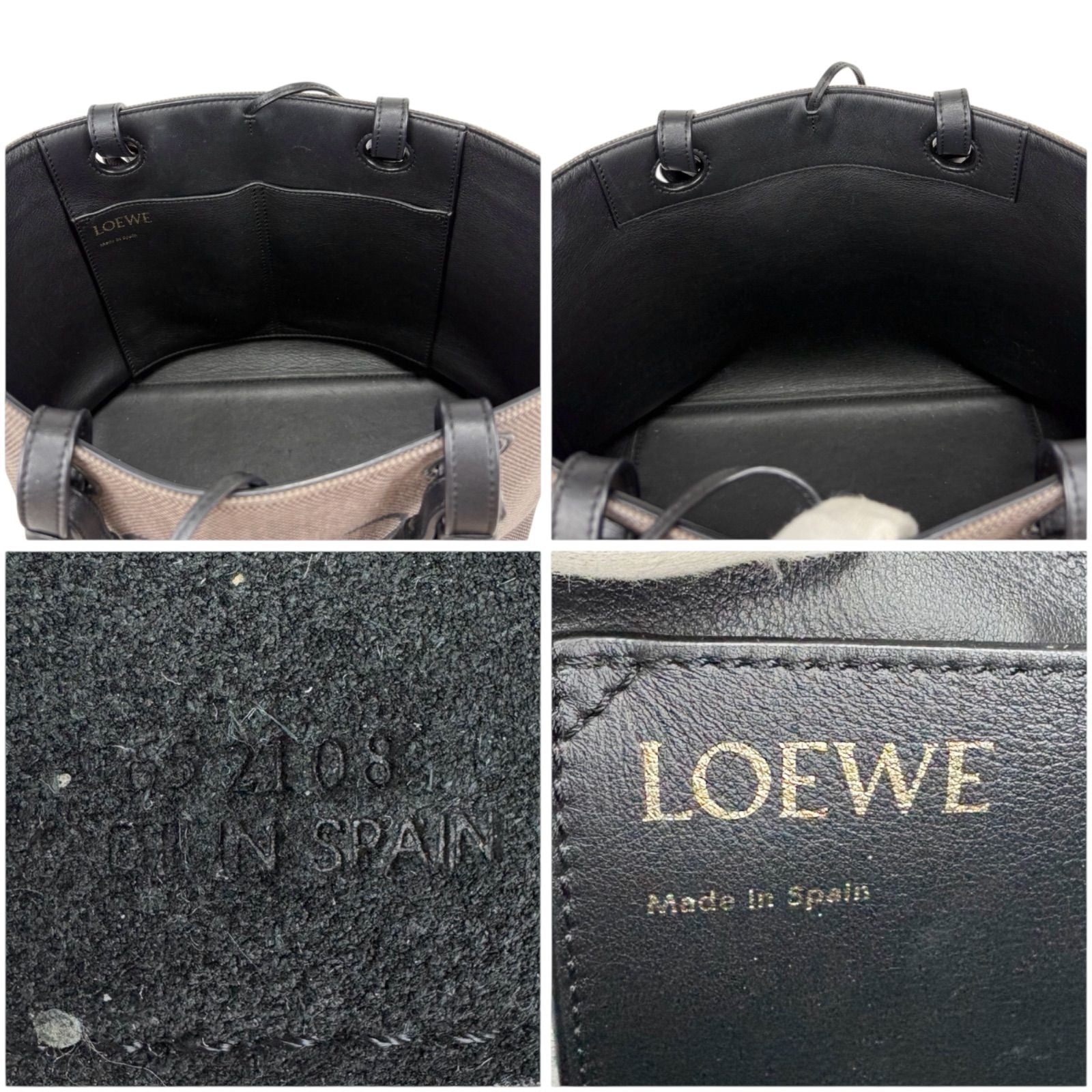 Loewe Anagram 2way Tote Bag Canvas Leather Jacquard Black