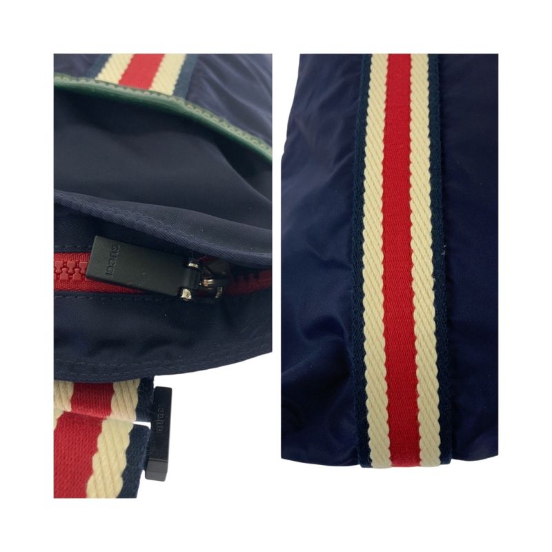 Gucci Crest Navy Red Black Hardware Nylon 189662 Shoulder Bag Sakosh Men 504615