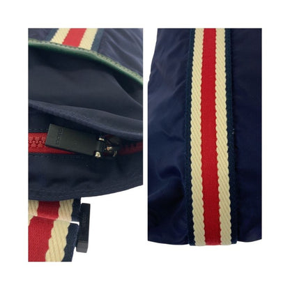 Gucci Crest Navy Red Black Hardware Nylon 189662 Shoulder Bag Sakosh Men 504615