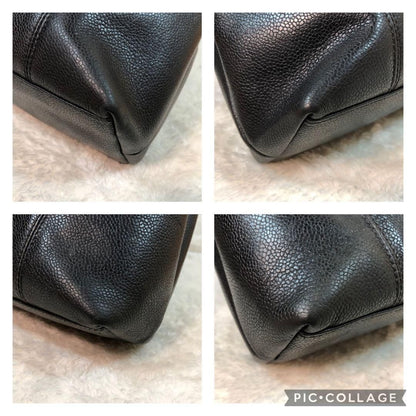 CHANEL CC Timeless Caviar Logo Shoulder Tote Bag Black Leather Purse