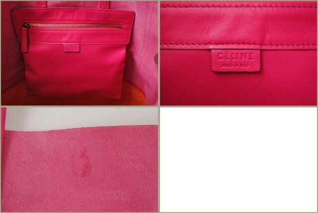 Celine Tote Cabas Su Celine Bi-cabas Calf Bicolor Hibiscus Orange 165553