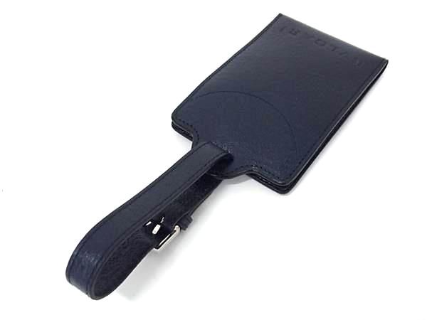 Bvlgari Leather Name Tag Name Holder Bag Charm Women's Men's Navy