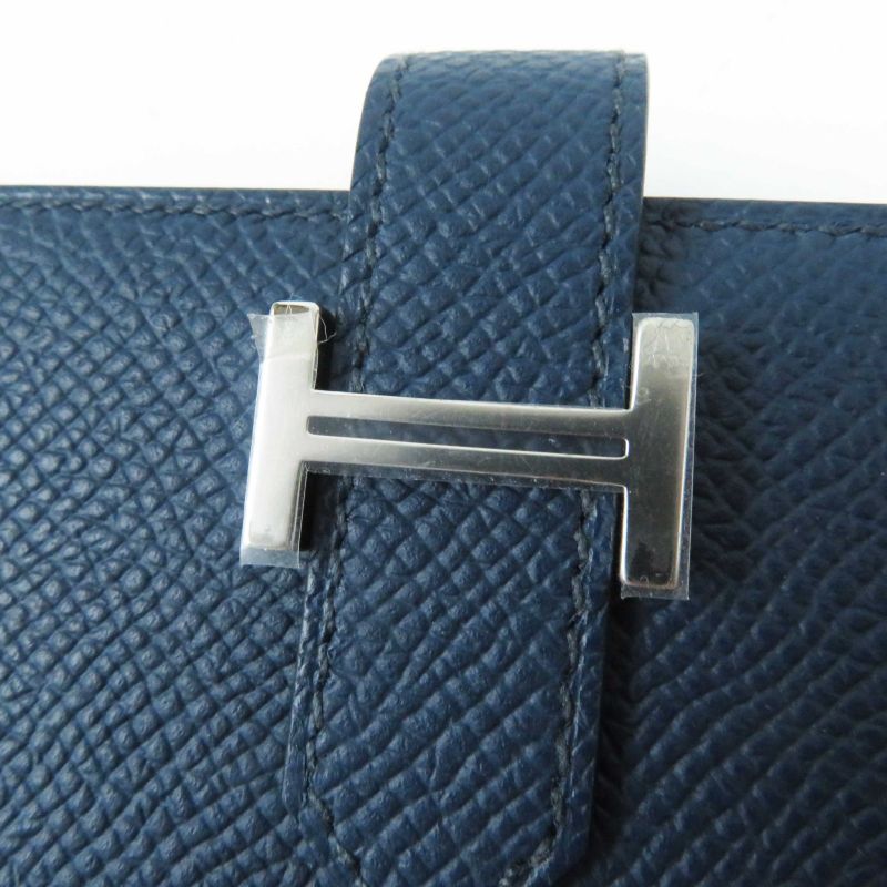 Hermes Bearn Souffle Verso Blue Prus/vert Fizz Silver Hardware Vaux Epson Long