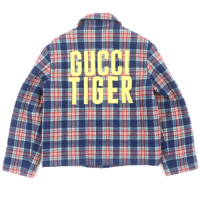  Gucci 22SS 683264 Gucci Tiger 100% Wool Quilted Checkered Back Logo Patch