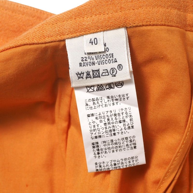 Hermes Skirt Size 40 Front Button Tucked Skirt Belt Decoration Linen Blend