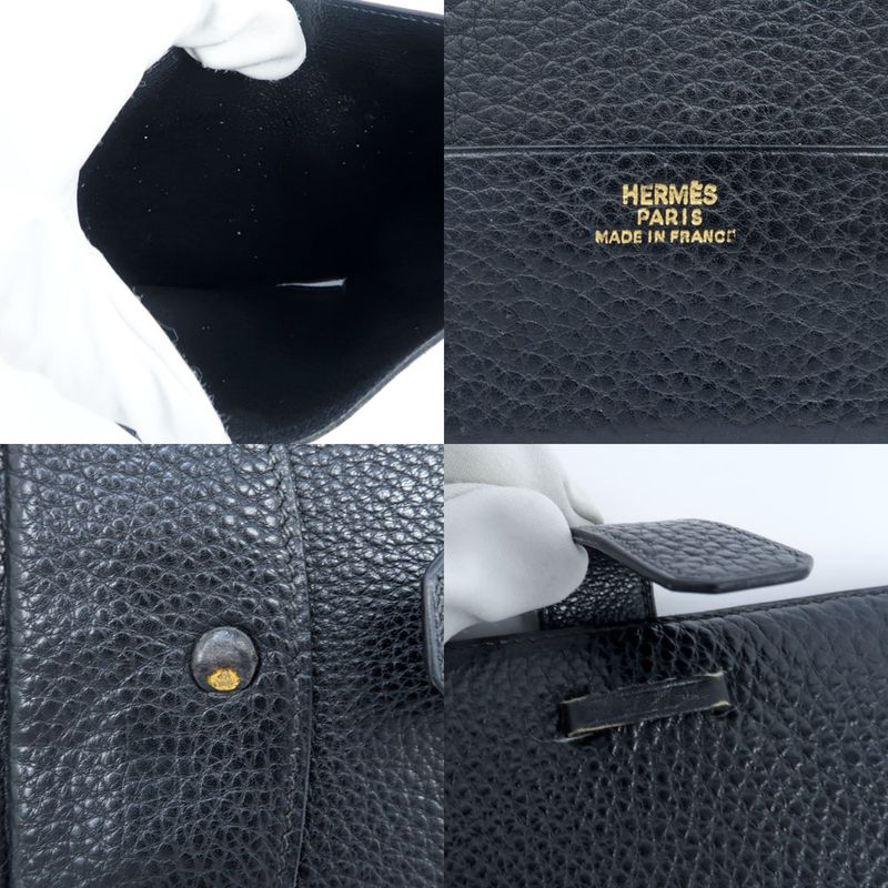 Hermes Jura 2 Bifold Wallet Black Togo C Engraved