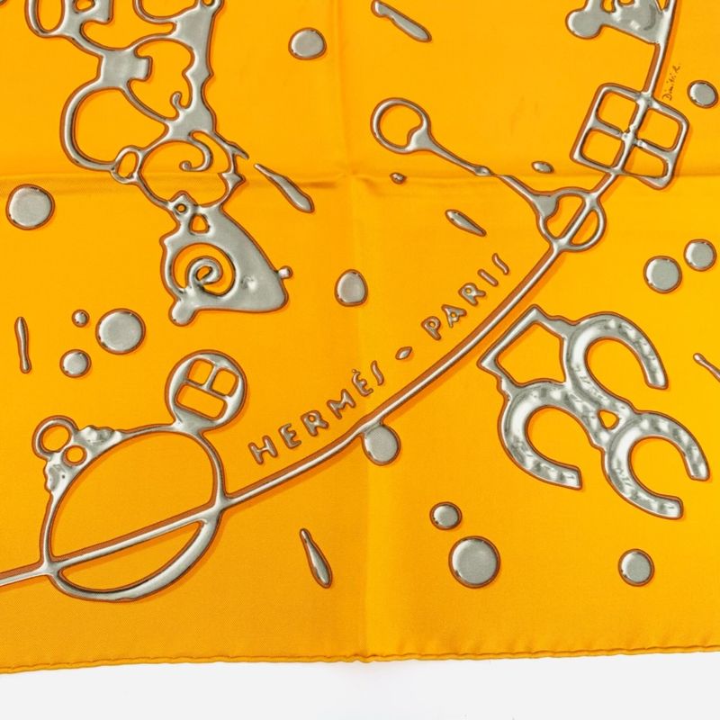Hermes Carre 90 Silk Scarf Cheval Fusion Orange
