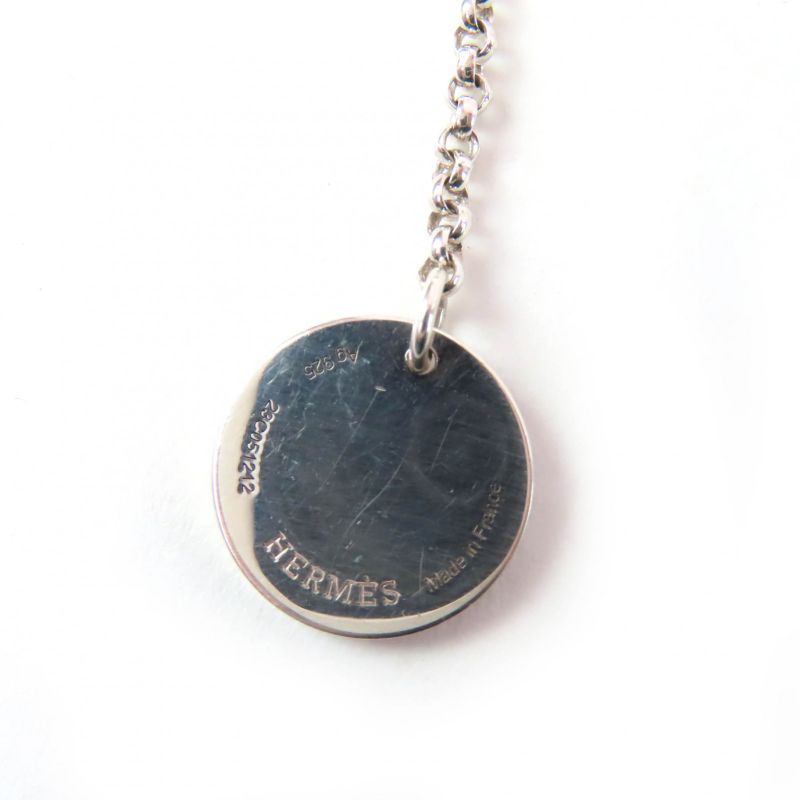 Hermes Exlibris PM Necklace Ag925 Au750 Pendant Silver Gold Made In France