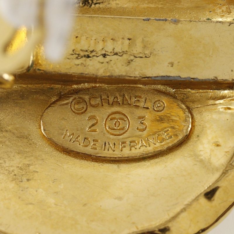 Chanel Coco Mark Matelasse Vintage Gold Plated 23 Ladies 42.7g Earrings