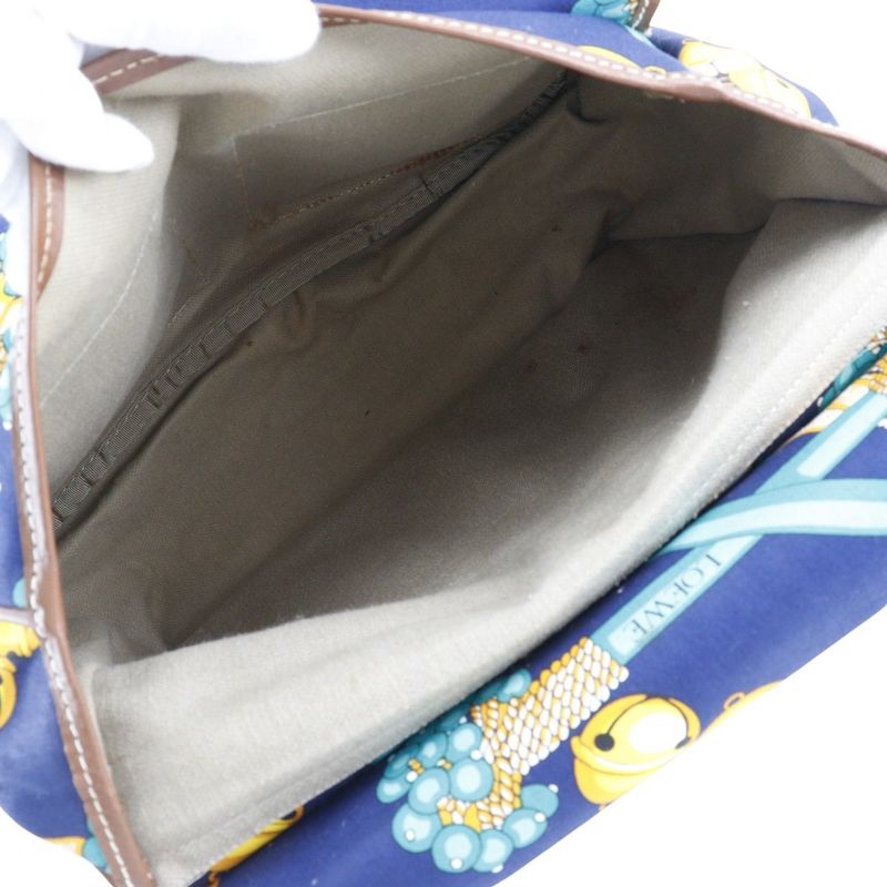 Loewe Collection Line Coleccion Jerez Vintage Canvas Navy Blue Women Shoulder