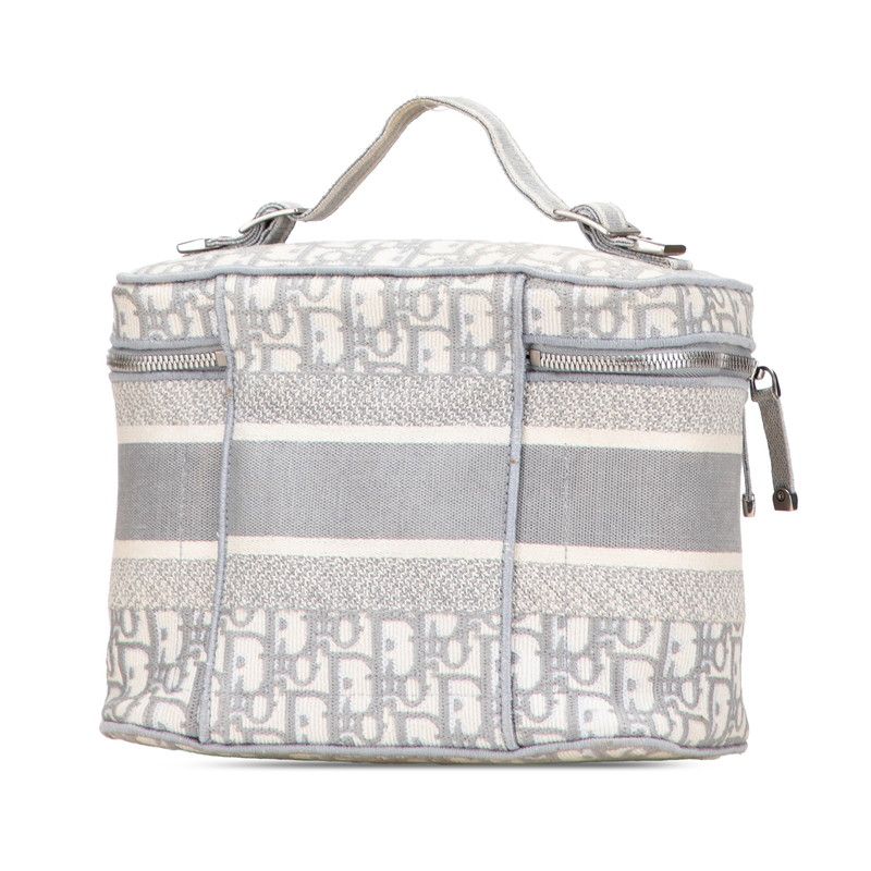 Dior Oblique Travel Vanity Vanity Bag Handbag Gray White Canvas Women's Dior